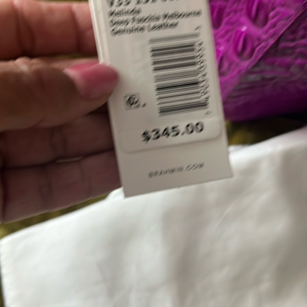 Brahmin Fuchsia Croc-Embossed Shoulder Bag - Picture 2 of 7